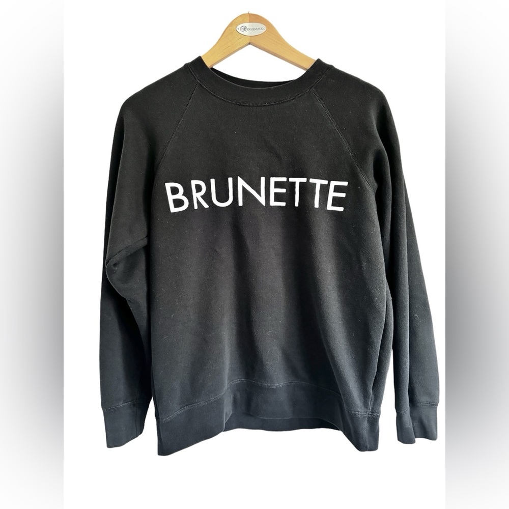 BRUNETTE The Label Core Crewneck Sweater Black White Lettering Small/Medium